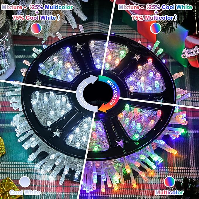 JMEXSUSS 600 LED Color Changing String Lights Plug in, 168FT White & Multicolor - Image 5