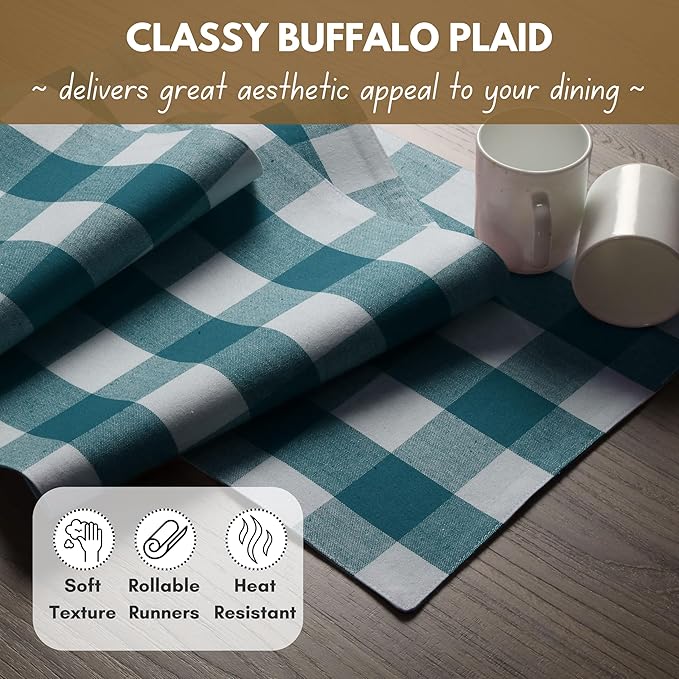 Native Fab Table Runner Buffalo Check Plaid 100% Cotton - Image 6