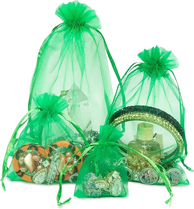 TheDisplayGuys 48-Pack 4x6 Light Green Sheer Organza Gift Bags - Image 4