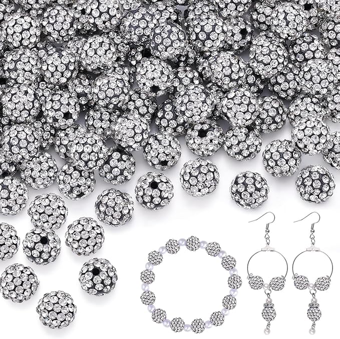100pcs 10mm Rhinestone Beads for Jewelry Making, Sparkle Crystal Clay Christmas by TINKRSTUFF