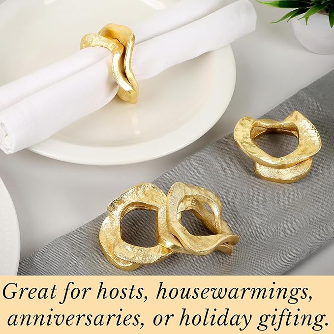 Golden Napkin Rings Set of 8 - Image 7