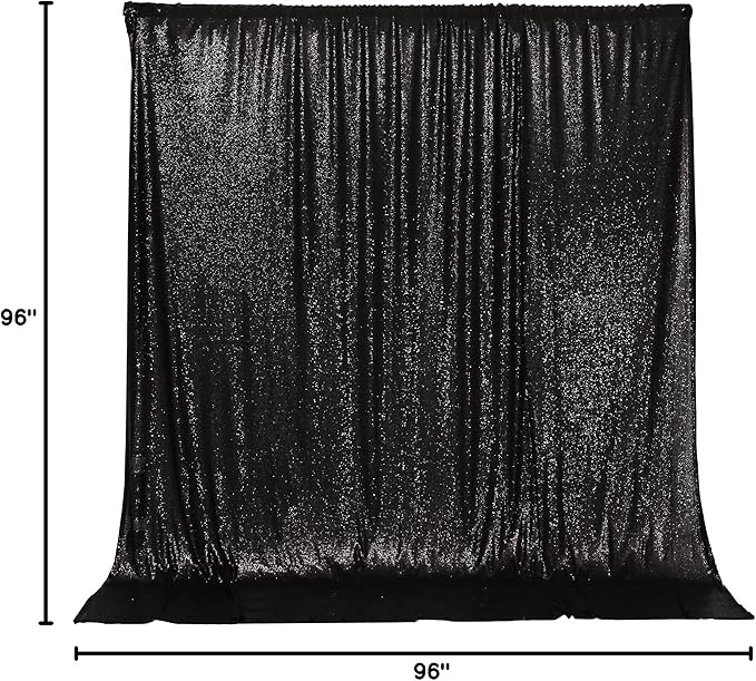 PartyDelight Black Sequin Backdrop Curtains 8FT X 8FT Sparkly - Image 7