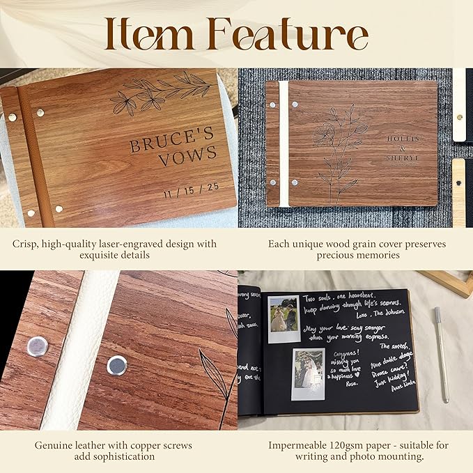 Customized Wooden Guest Book for Weddings, Funerals & Events - Image 5