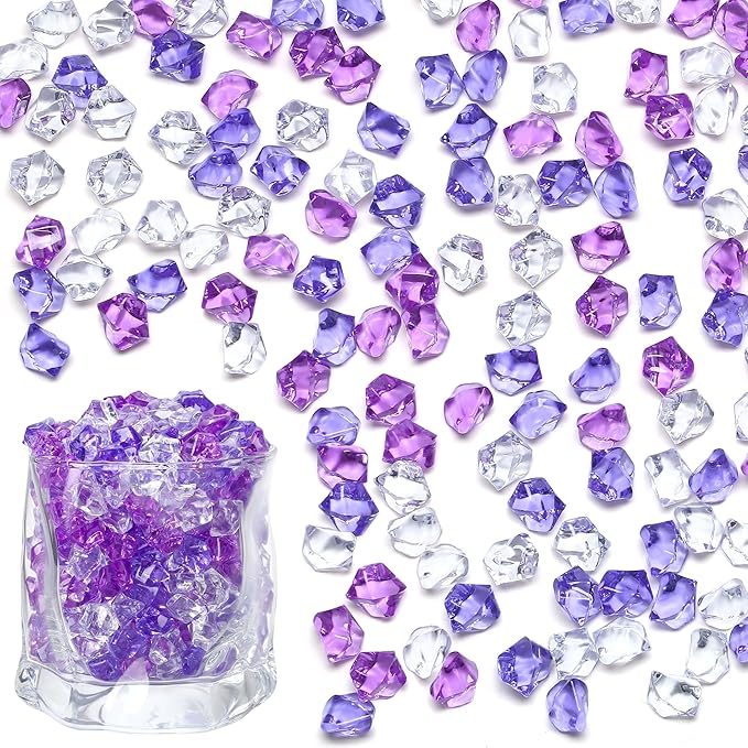 LAIDANLA 500PCS Mixed Purple Acrylic Gems Vase Fillers Fake Ice Cubes Plastic by LAIDANLA