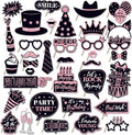 36 PCS Birthday Photo Booth Props Party Supplies Holiday Picture Decorations by Qiuboluny