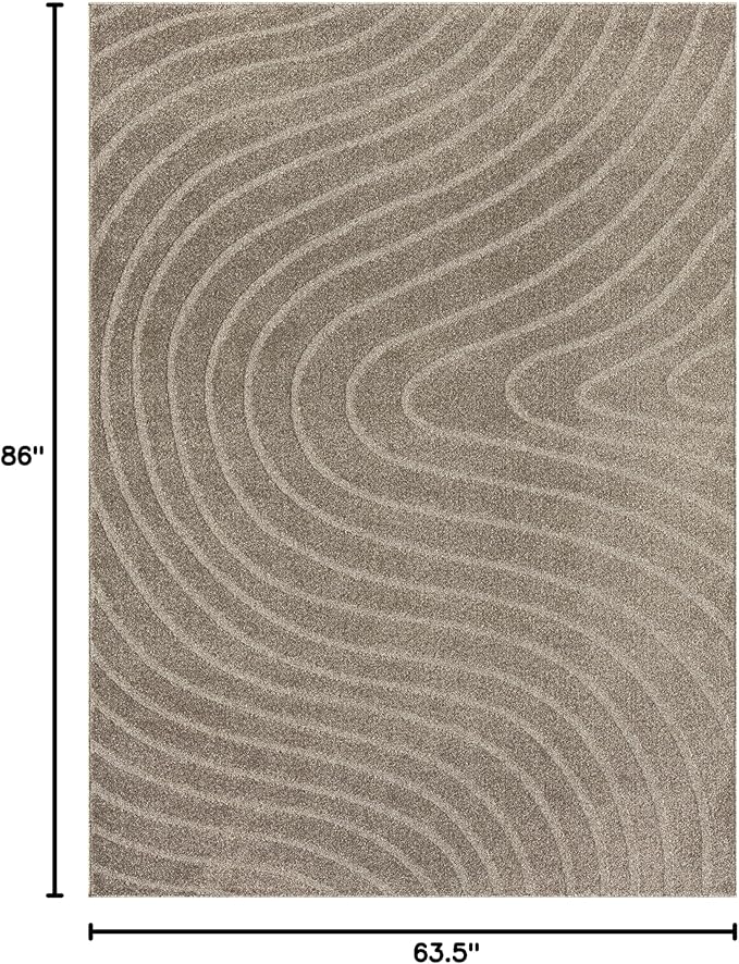 LUXE WEAVERS Modern Geometric Wave Taupe 5x7 Area Rug - Image 2