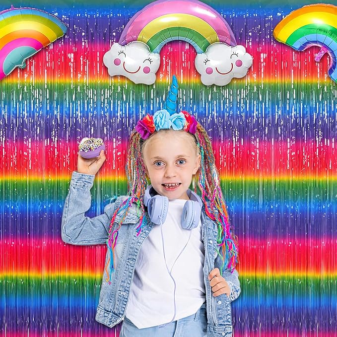 Gradient Colorful Party Streamers Backdrop - Image 3