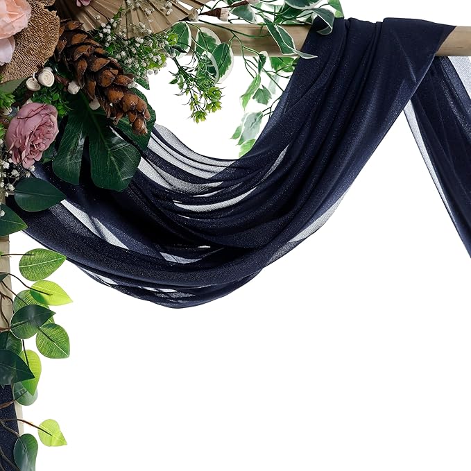 VDS Pack of 2 Panel Wedding Arch Draping Fabric Sheer Chiffon Fabric Drapery - Image 3