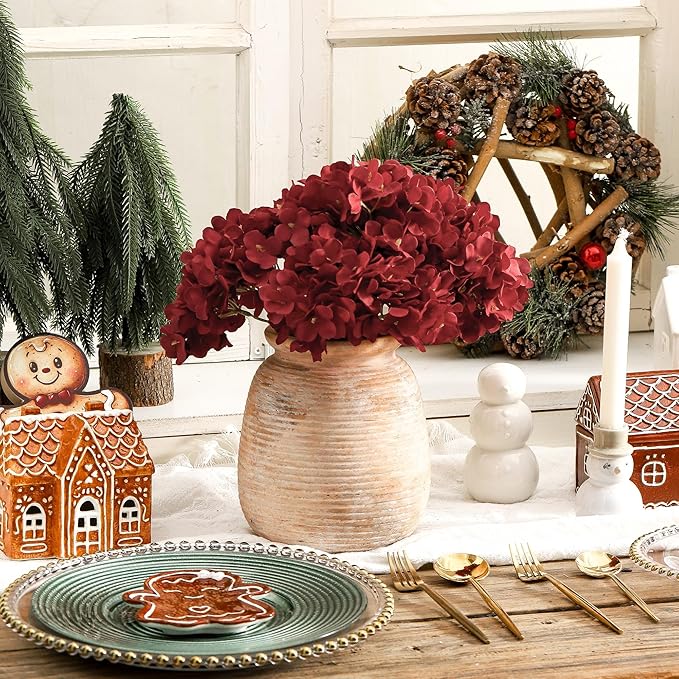 Ceramic Flowers Rustic Vase, Neutral Pottery Farmhouse Vases Home Decor - Image 4