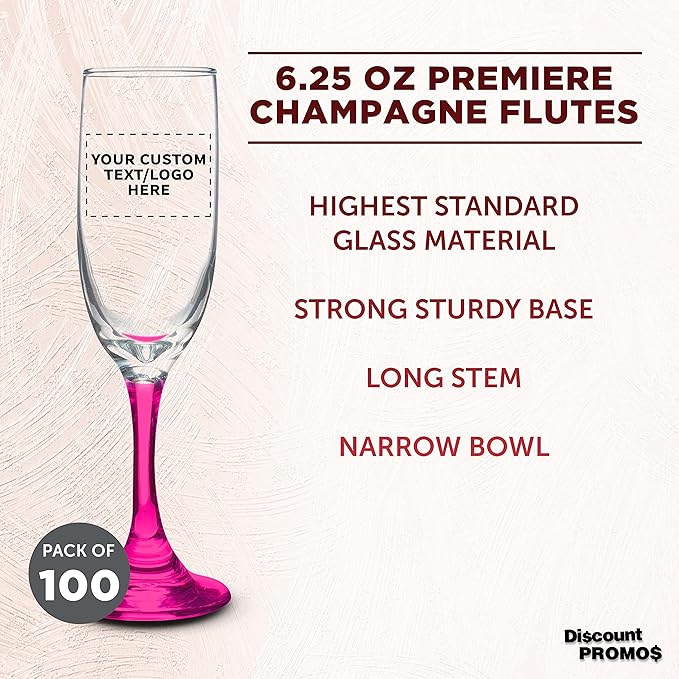DISCOUNT PROMOS Custom Premiere Champagne Flutes 6.25 oz. Set of 100, - Image 3