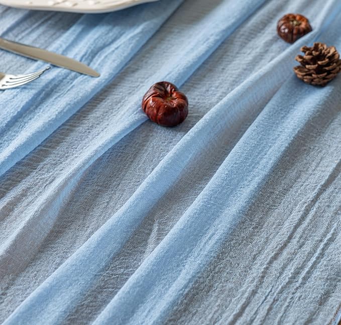 Cheesecloth Light Blue Table Runner Gauze Rustic Cheese Cloth Table Runner 120 - Image 4