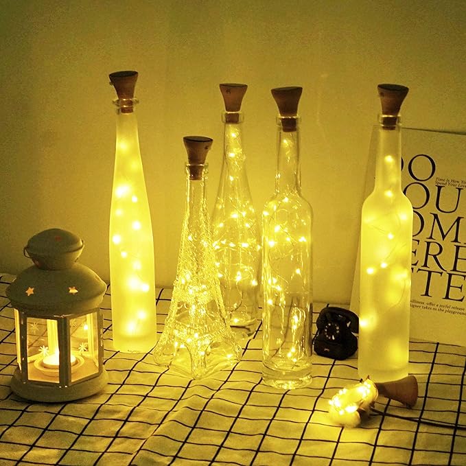 Decorman Upgraded 10 Pack Solar Wine Bottle Lights 20 LEDs Waterproof Silver by Decorman