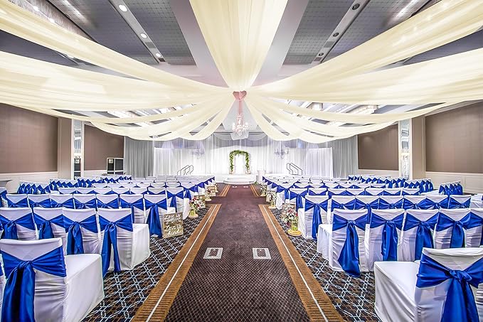 6 Panels Ivory Wedding Drapes, 5ftx20ft Cheesecloth Sheer Fabric Curtain Arch - Image 7