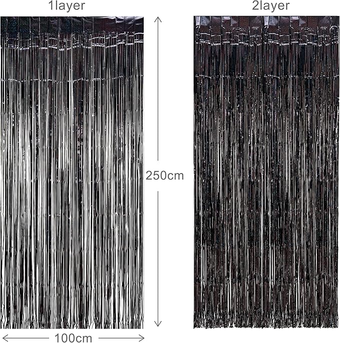Black Tinsel Curtain Party Backdrop - Image 8
