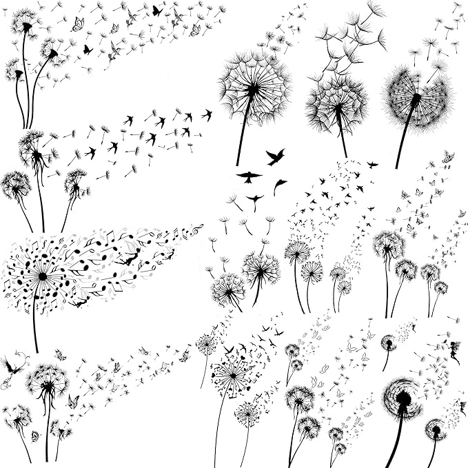 13 Sheets Beautiful Dandelion Temporary Tattoos by EGMBGM