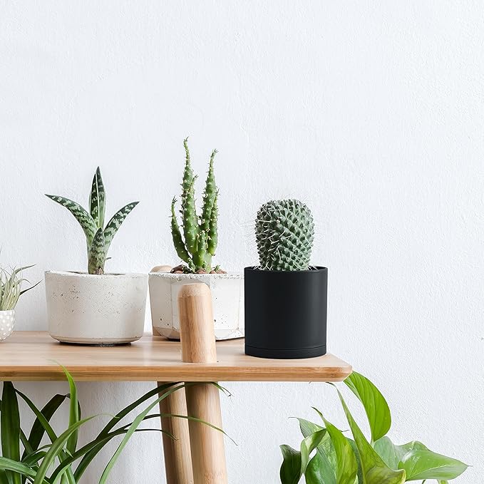 D'vine Dev 4 Pack 4 Inch Modern Plastic Plant Pots, Small Garden Planters - Image 5