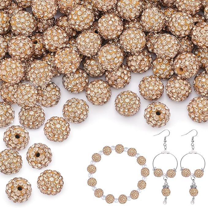 200pcs 10mm Light Brown Rhinestone Beads by TINKRSTUFF
