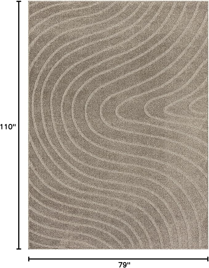 LUXE WEAVERS Modern Geometric Wave Taupe 6x9 Area Rug - Image 2