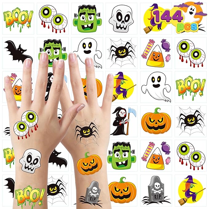 JOYIN 144 PCS Halloween Temporary Tattoos by JOYIN