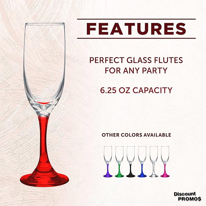 DISCOUNT PROMOS Premiere Champagne Flutes 6.25 oz. Set of 10, Bulk Pack - Image 2