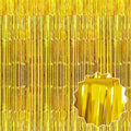 6 Pack Gold Foil Fringe Curtains Backdrop, 3.28 x 8.2 Ft Metallic Streamers by LANTIANCHEN