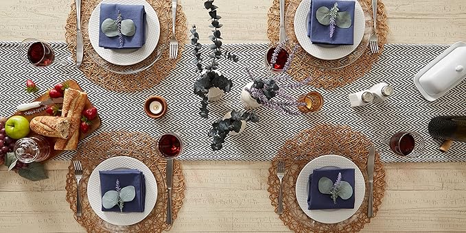 DII Woven Basic Tabletop Collection, Chevron Table Runner, French Blue - Image 5