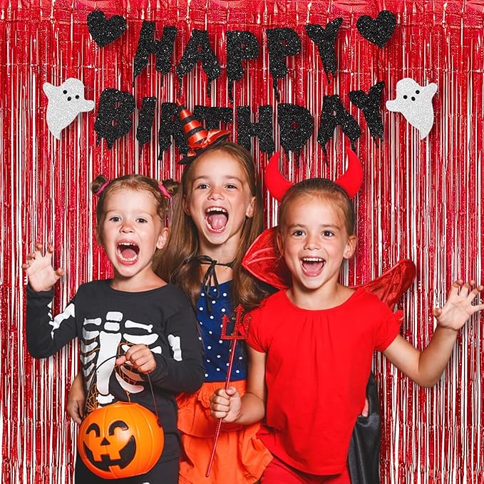 BRAVESHINE Red Tinsel Foil Fringe Curtains - Image 2
