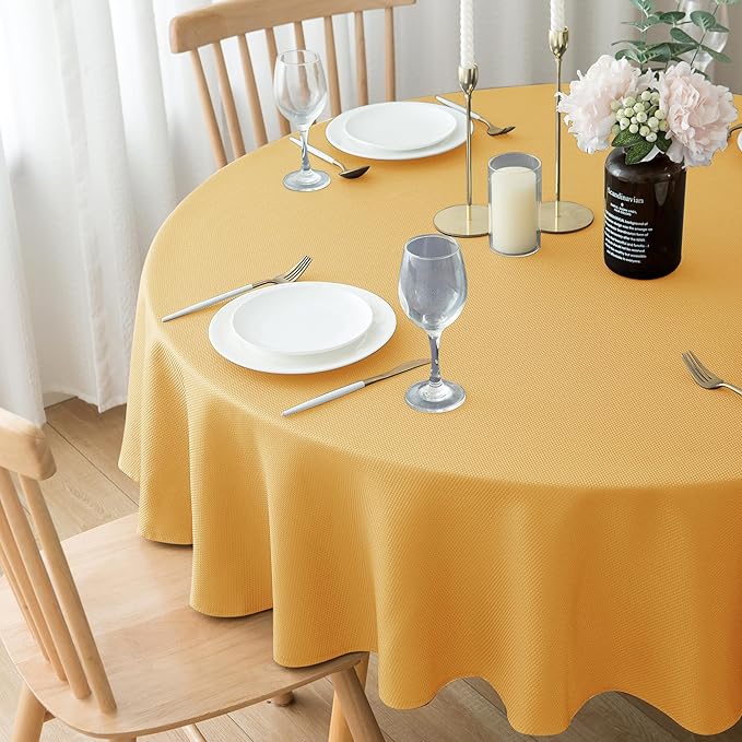 Biscaynebay Fall Tablecloth Textured Fabric Round Tablecloths 60" - Image 8