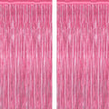 2 Pack Pink Party Decorations, 3.28 FT x 7.05 FT Pink Backdrop, Metallic Tinsel by ZATAYE