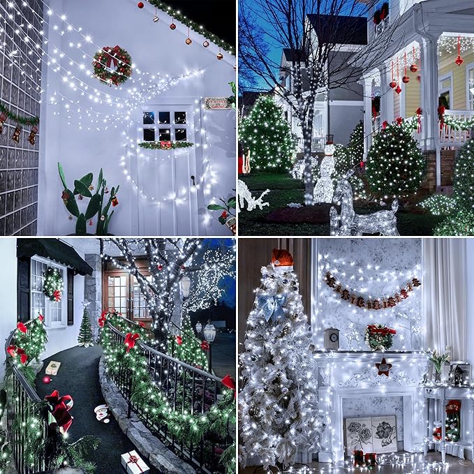 1000 LED 328 FT Christmas Light Outdoor, 8 Lighting Modes White String Lights - Image 5