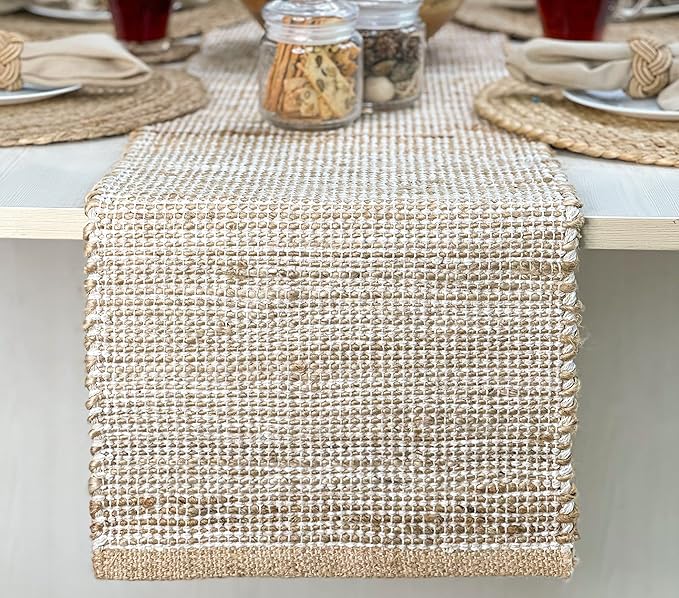 Chardin home Natural Jute Table Runner 13x108 Inch – Vintage Boho Rustic Table by ChardinHome