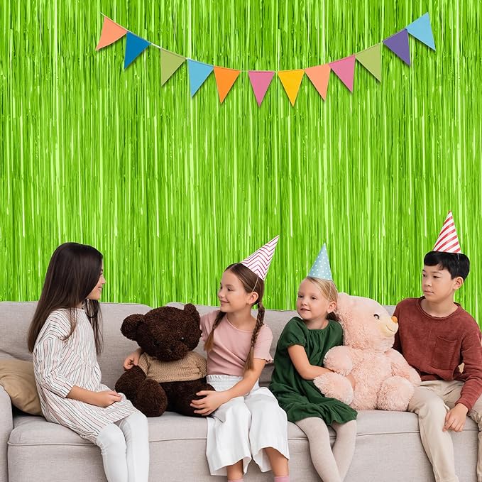 2 Pack Backdrop Curtains, 3.28 Feet x 7.05 Feet Grass Green Fringe Curtains - Image 5