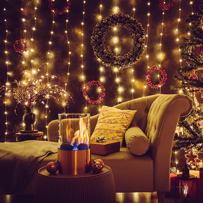 Curtain Window String Lights 6.5 x 5 Feet LED Copper Tapestry Backdrop Twinkle - Image 4