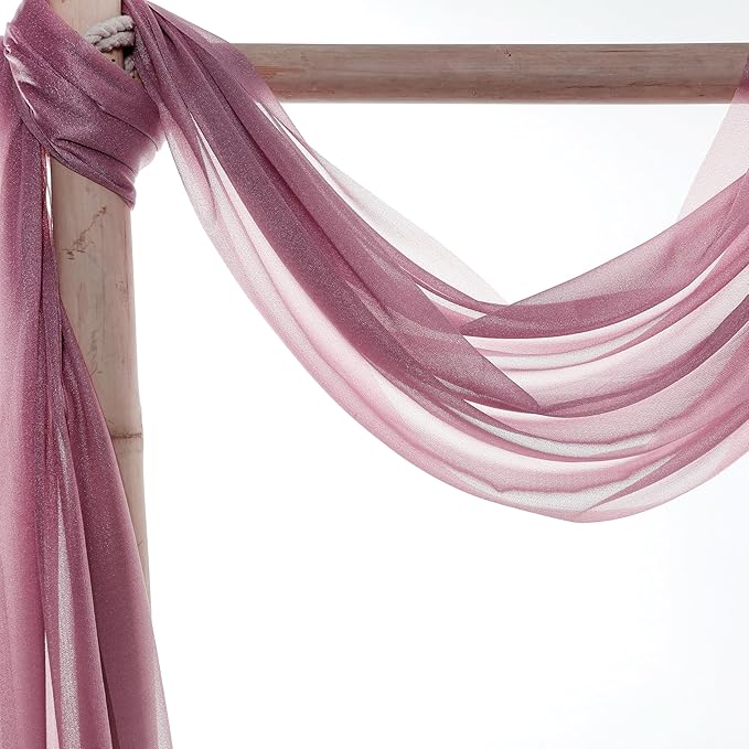 VDS Pack of 3 Panel Wedding Arch Draping Fabric Sheer Chiffon Fabric Drapery - Image 5