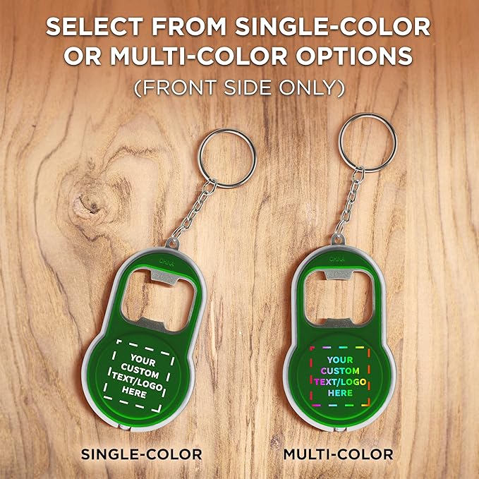 DISCOUNT PROMOS Custom Bottle Opener & LED Keychains Set of 50, Personalized - Image 6