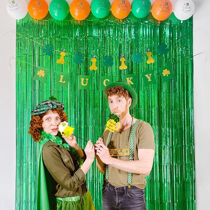 Melsan Foil Curtain Backdrop, 2 Pack 3.2 ft x 8.2 ft Tinsel Foil Fringe Curtains - Image 2
