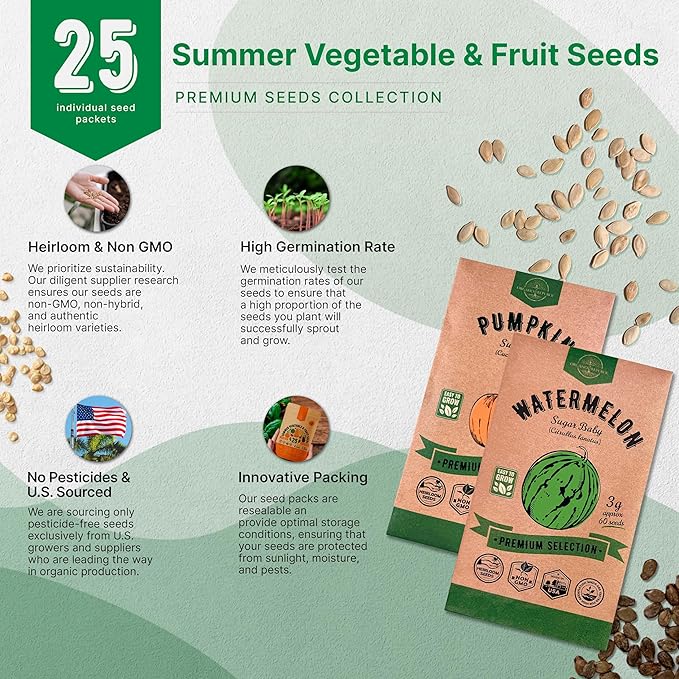 25 Summer Vegetable & Fruit Seeds Variety Pack - Image 7