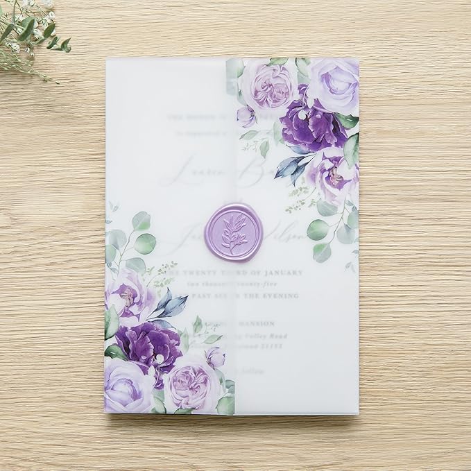 PONATIA 50 PCS Purple Vellum Jackets - Image 5