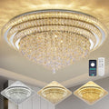 40 inch Crystal Silver Ceiling-Light Flush Mount by REDSTARLIGHTING
