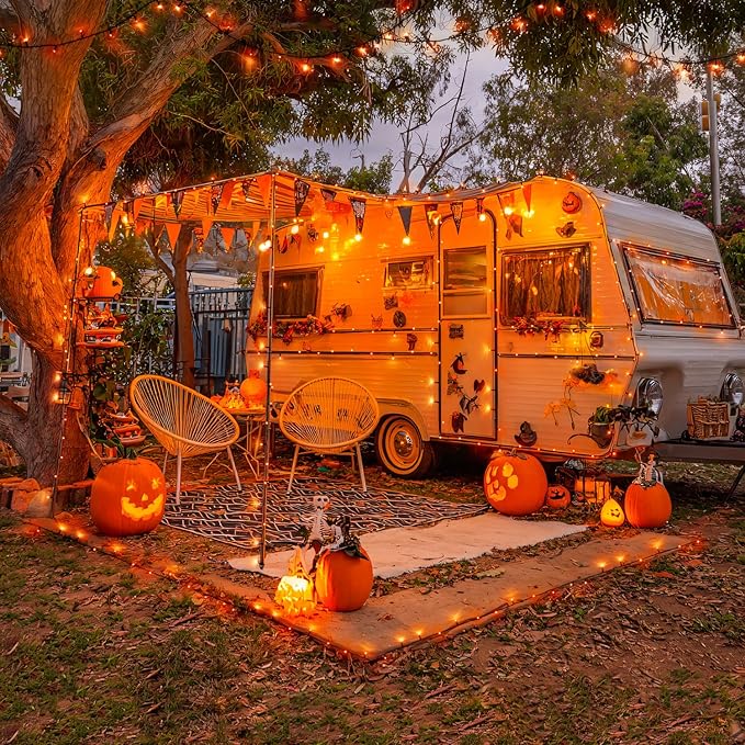 JMEXSUSS 2 Pack Orange Halloween Lights: 100 LED 33ft Solar Halloween Lights - Image 4