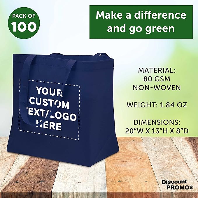 DISCOUNT PROMOS Custom Southern Style Grocery Tote Bags Set of 100 - Image 4
