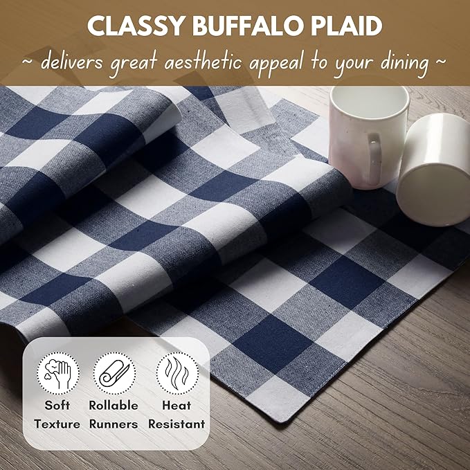 Native Fab Table Runner Buffalo Check Plaid 100% Cotton - Image 2
