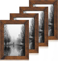 6x9 Picture Frame Set of 4, High Definition Real Glass Rustic Frame, 6 x 9 Wood by iRahmen