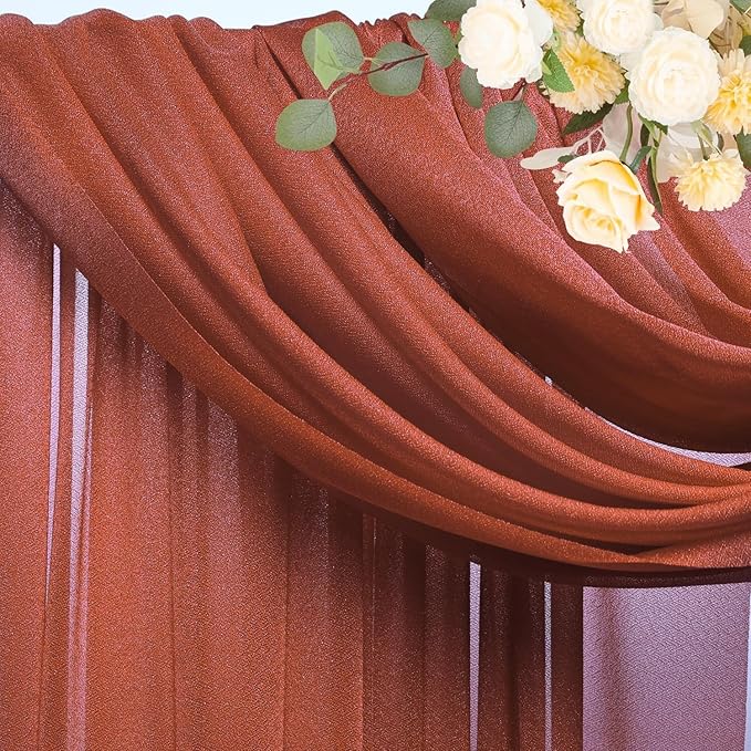 Wokceer Wedding Arch Draping Fabric Terracotta 2 Panels 28.7" x 20FT Sheer - Image 5