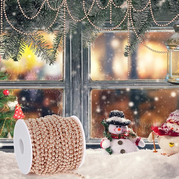 100 Feet Christmas Tree Decor, Rose Gold Christmas Tree Garland, Artificial - Image 2