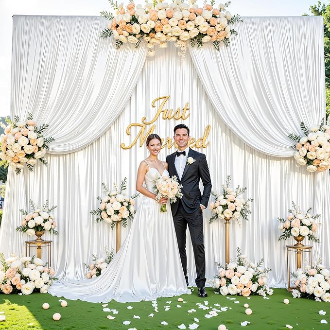 10x10 ft White Glitter Backdrop Curtain - Image 5