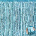 4 Pack Light Blue Foil Fringe Curtain Backdrop, 3.28Ft x 8.2Ft Metallic Tinsel by Unknown