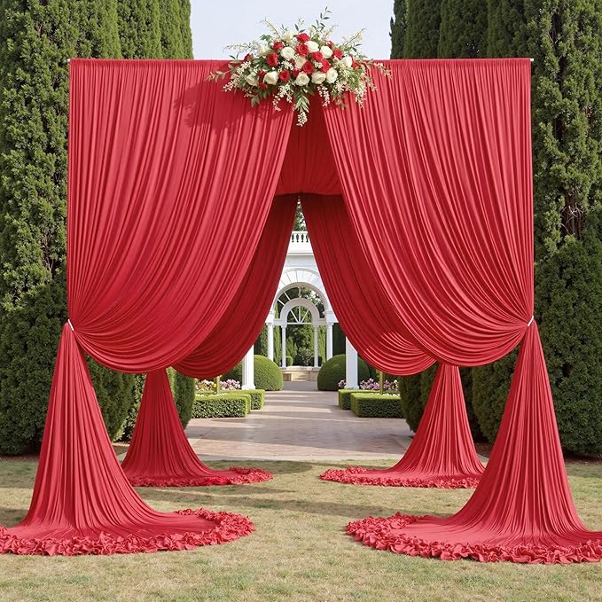 30ft x 15ft Red Wrinkle Free Backdrop Curtains - Image 9