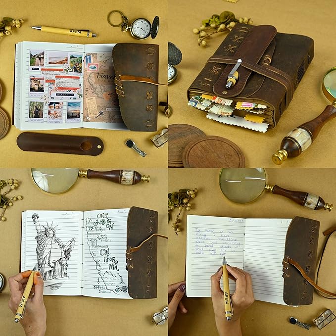 Leather Journal Notebook for Men & Women Daily Vintage Leather Bound Journal - Image 3