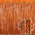 4 Pack Orange Wave Foil Fringe Curtain Backdrop, 3.28Ft x 8.2Ft Metallic Tinsel by Ferwzsr